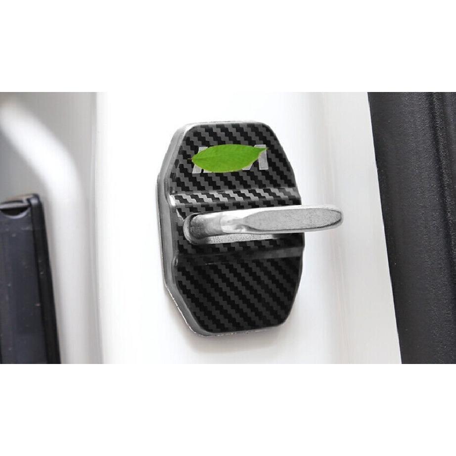 For BMW X5 F15 14-18 Carbon Fiber Steel Door Lock Protection Cover Trim 4PCS