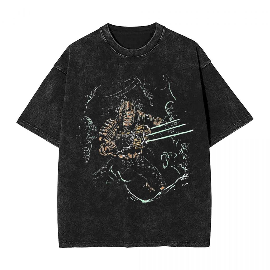 Nightmare Carousel T Shirt Residented Eviled Washed Oversized TShirt Cotton Summer Short Sleeve Tee Shirt Men Women Clothing