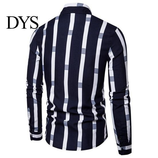 Lapel Design Shirt Spring Men Contrast Color Striped Print Thin Long Sleeves All-day Comfort Turn-down Collar Loose Single-breasted Formal Business