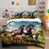 Running Horses Nature Decor Set Soft Comfortable Duvet Cover Bedding Set Included 1*Duvet Cover & 2*Pillowcases, Gift