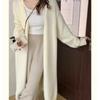 Autumn Winter Knitted Cardigan Women Medium and Long Sweater Jacket Gentle Loose Simple V Neck Cardigans Solid Color Office Coats Long Sleeve Clothing
