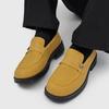 Stylish Yellow Suede Men's Loafers British Style Platform Leather Shoes For Man Comfy Casual Business Shoes Man Chaussures Homme