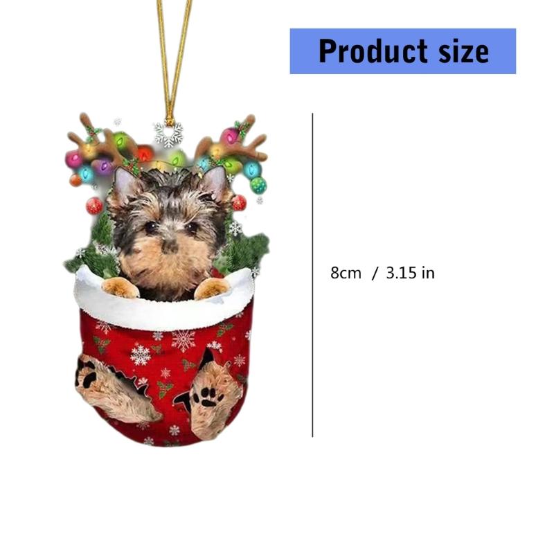 Festival Dog Hanging Charm Acrylic Dog Pendant Christmas Decoration Hanging Dog Ornament for Tree Adornment