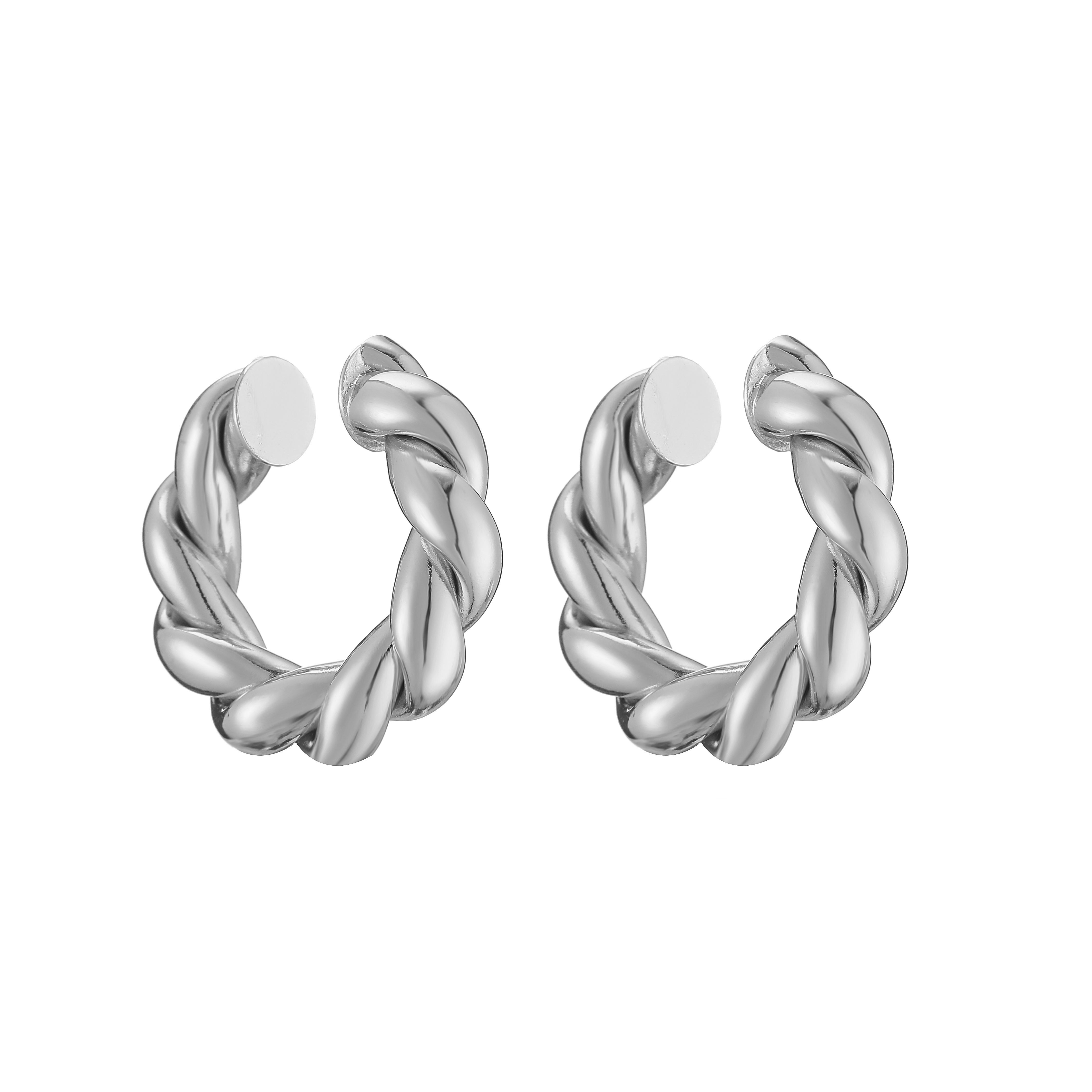 HECHENG,Punk Gold Plated Ear Cuff Clip Earrings for Women Exaggerated Thick Round Circle Ear Clip Zircon