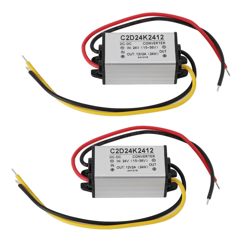 2PCS DC 24V to 12V 2A Voltage Regulator Converter IP68 Waterproofing for Vehicles Boats Solar Systems