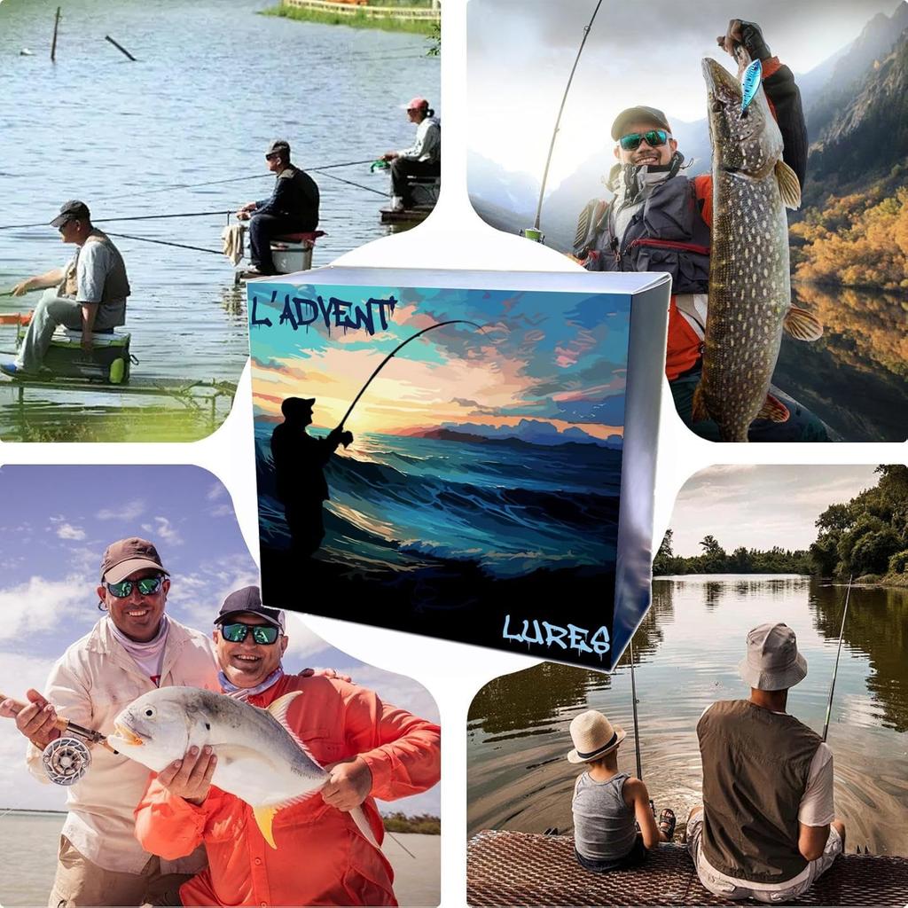 24 τμχ Advent Calendar Fishing Christmas Countdown, Ψάρεμα Advent Calendar για FishAdult Men Teen Boys, Xmas Surprise Gift