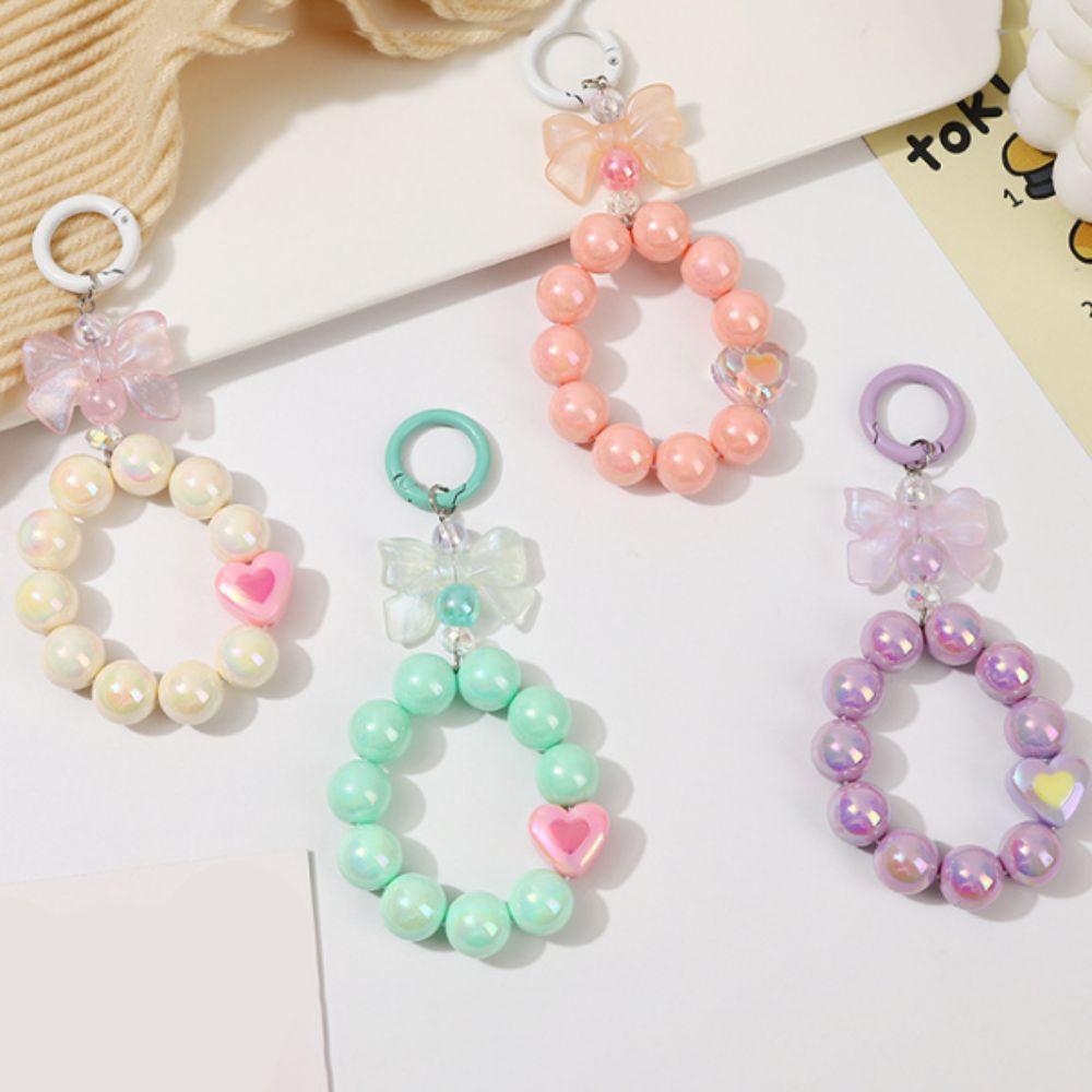Anti-lost Candy Color Beads Keychain Colorful Phone Wrist Strap Phone Acrylic Lanyard  Phone Charm