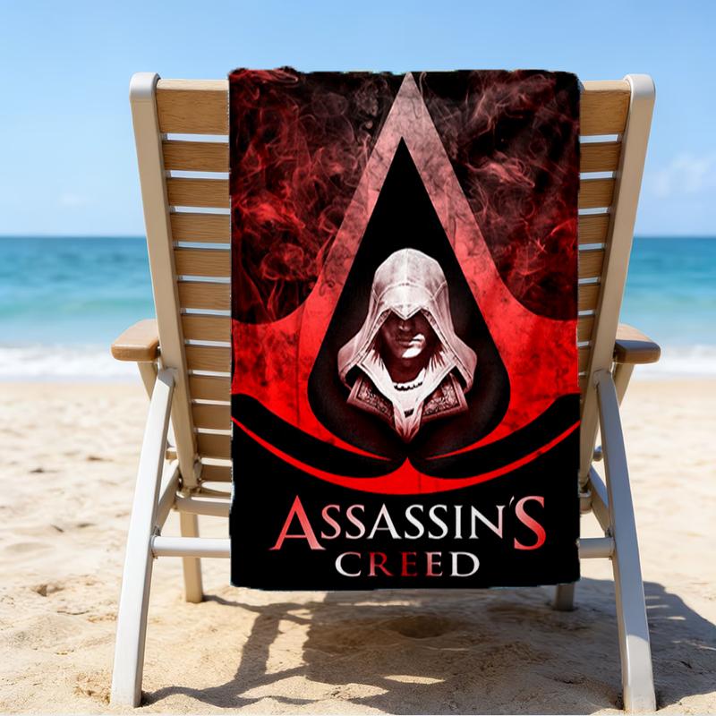 Ultra-Soft Beach Towel with Assassin's Creed Theme,Ideal for Pool - Camping, Diving - Perfect Travel Essential, Vibrant Beach Towel.