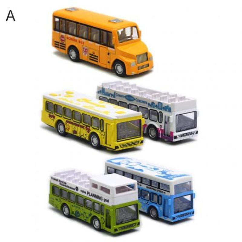 Model de mini autobuz cu tragere înapoi din aliaj 1/60, jucărie de autobuz turistic de mare simulare, set cadou