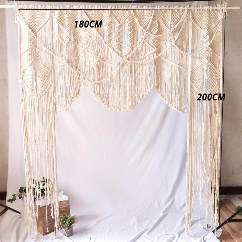 Handmade Cotton Macrame Wedding Backdrop Curtain Bohemia Tassel Art Wall Hanging Tapestry Headboard Wall Hanging 180*200cm