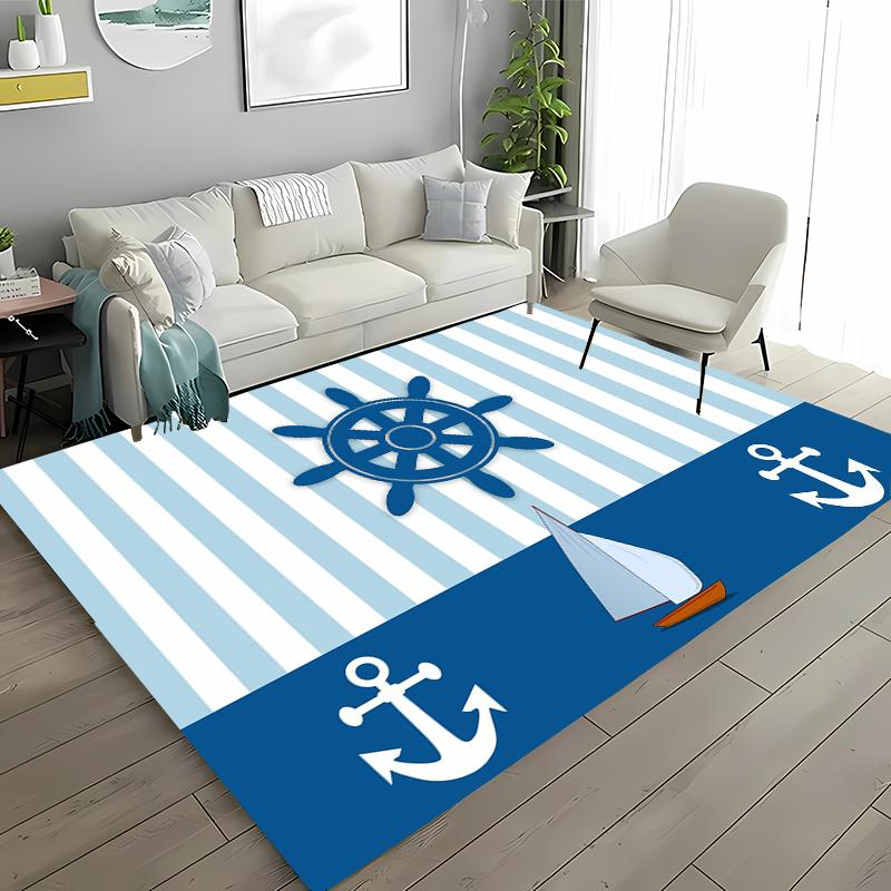 The Ocean Boat Theme Carpet for Living Room Cartoon Children's Bedroom Sofa Doormat Kitchen Floor Tapete Anti-slipDecor Alfombra