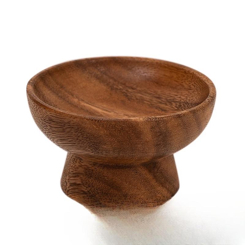 OLOEY Walnut High-Foot Dessert Dish