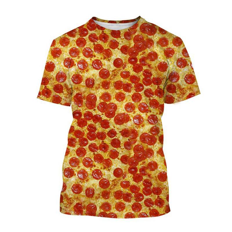 Plus Size Men Women Sausage Pizza Pattern T Shirt Food 3D Printed Tees Casual Round Neck Unisex Tops Short Sleeves T-Shirts