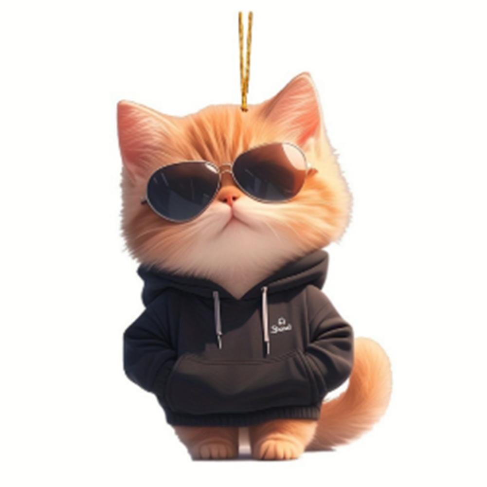 

Автомобильная кошка акриловый кулон кошка молочный чай подвесное украшение мультяшный 2D с цепочкой для дома котенок Doubl O0O5 E-One size