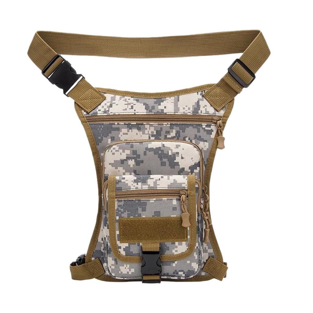 Men's Camouflage Multifunctional Outdoor Bag - Crossbody, Waist, and Leg Options for Sports and Mountaineering.