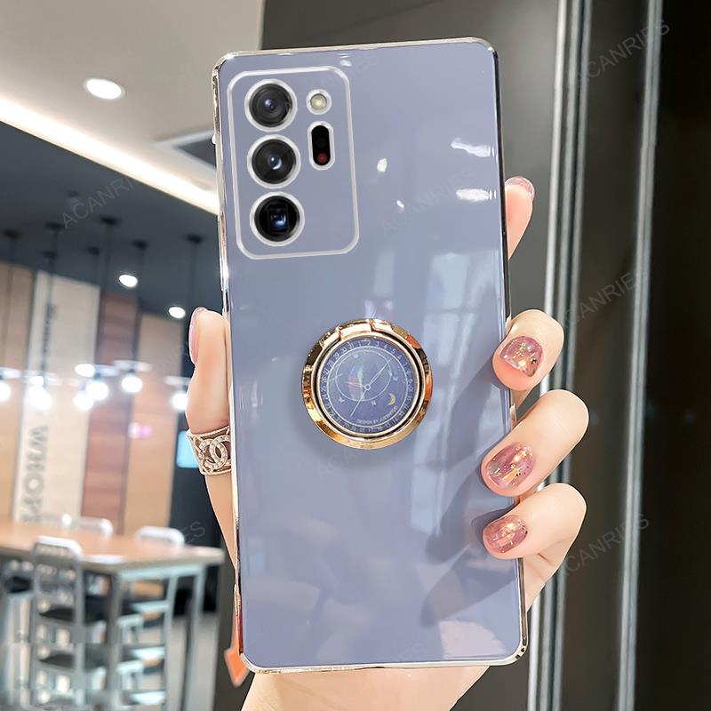Note20 Note10 Note9 Luksusowe Platerowane Etui z Uchwytem Pierścieniowym Dla Samsunga Galaxy Note 20 Ultra 10 Plus Lite 9 8 Stojak Silikonowy Pokrowiec na Tył