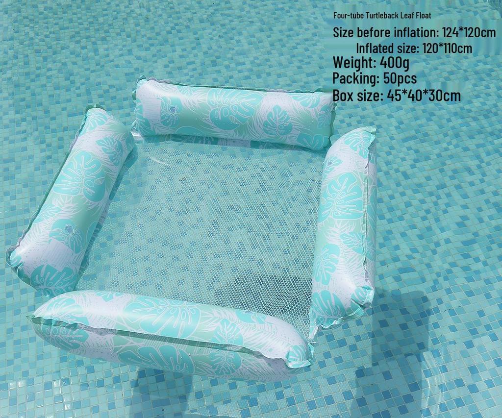 Inflatable Mesh Lounge Chair: Four-Tube Floating Hammock with Striped Foldable Design for Water Recreation