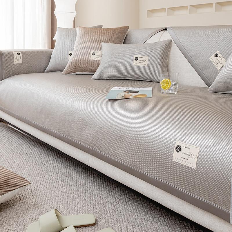Summer Mat Sofa Cushion Simple Ice Silk Sofa Cover All-Inclusive Universal Non-Slip Sofa Seat Cushion Rattan Mat Cover