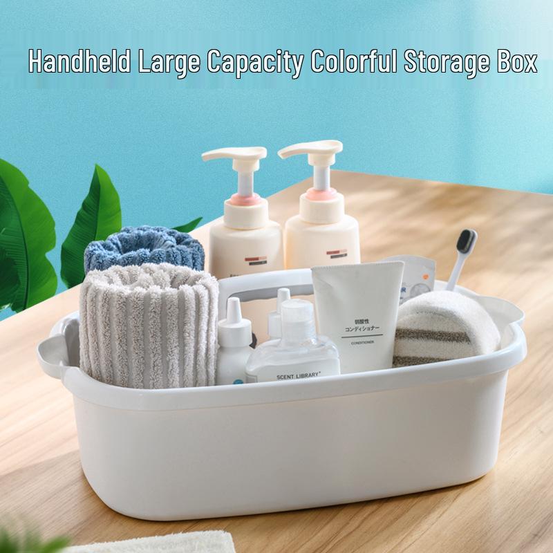 Thick Plastic Handheld Storage Basket for Bathroom, Kitchen, Cosmetics, and Cleaning Tools
