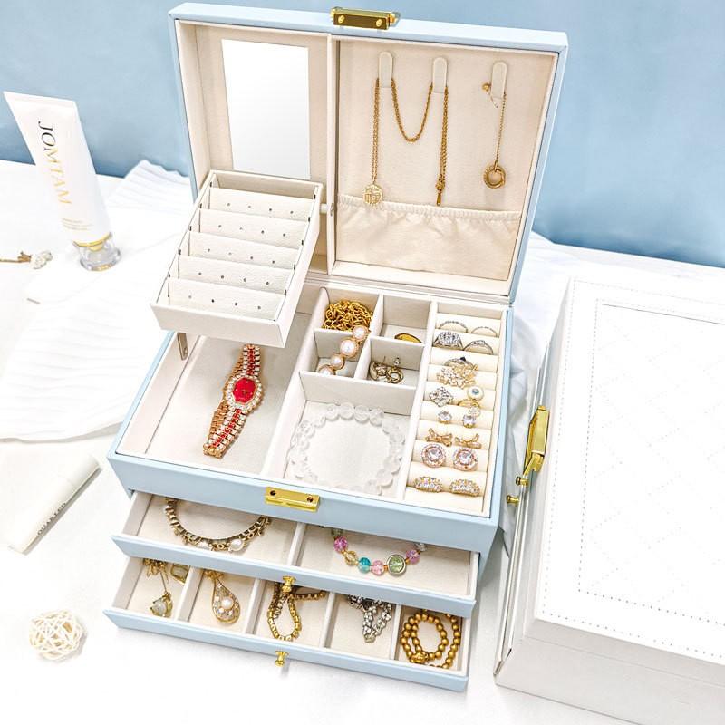 Large Capacity Jewelry Box Multi-layer Necklace Ring Organizer Portable Travel Storage Case Women