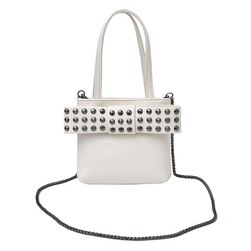 

Punk Style Niche Design Mobile Phone Bag Trend Ins Personalized Rivet Chain Small Square Cross-body off білий колір