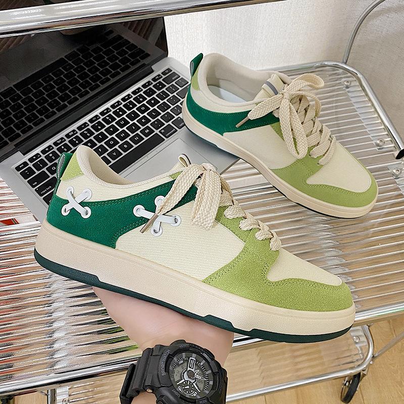 

2024 Мужские кроссовки на шнуровке Легкая плоская обувь Уличная повседневная обувь с цветовой гаммой мужские вулканизированные туфли дизайнерская обувь мужские кроссовки для мужчин 39 зелёный