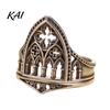 Open Finger Ring Retro Hollow Castle for Men Women, Gothic Church Statement Carved Ring, Non Tarnish Alloy Carving Hypoallergenic Jewelry
