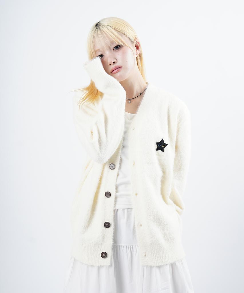 Starryeyed Angora Fur Knit Cardigan (Ivory)