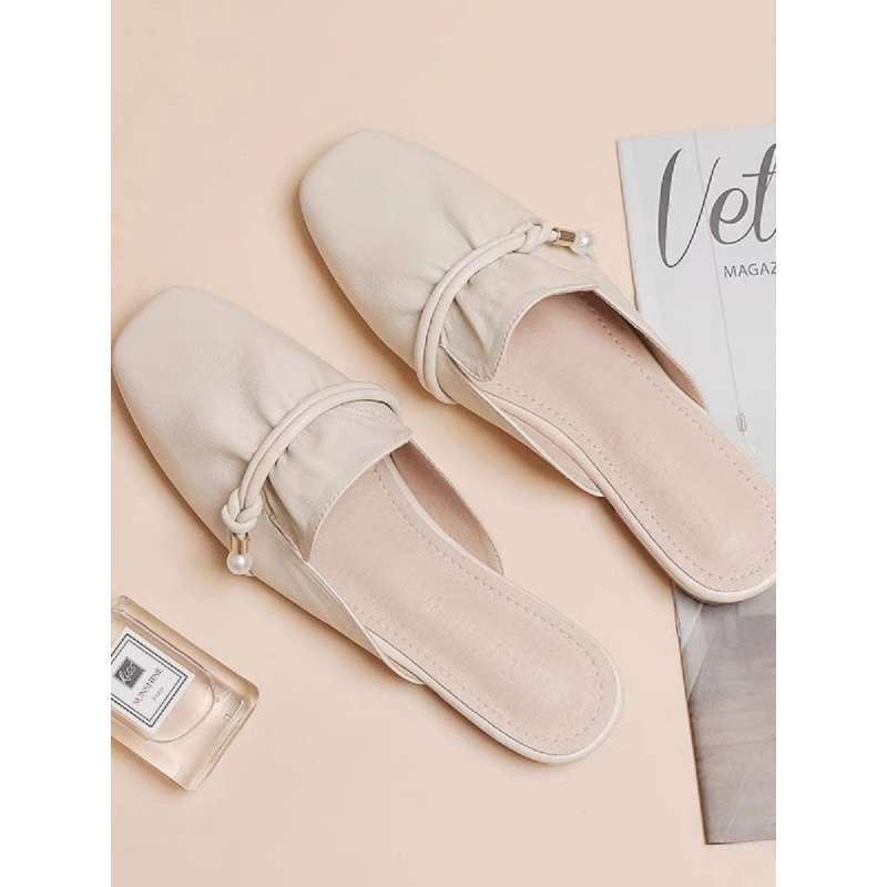 Summer out bag head slippers women's 2025 lightweight soft sole heel-less lazy shoes home single shoes