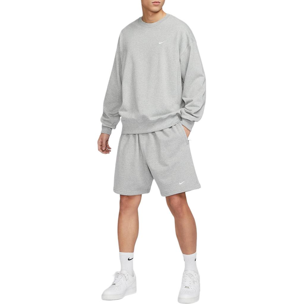 Nike Solo Swoosh Solid Color Crew Neck Casual Loose Long Sleeve Sweatshirt Men sweatshirt Gray DX0812-063
