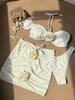 2025 Sexy Rose Sling Solid Color Three-Piece Bikini Set - European & American Style