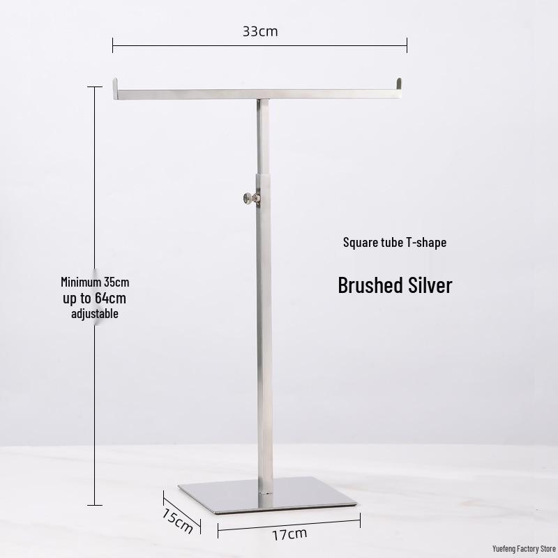 Stainless Steel T-shaped Tie & Silk Scarf Floor Display Stand for Clothing Store Handbag Display