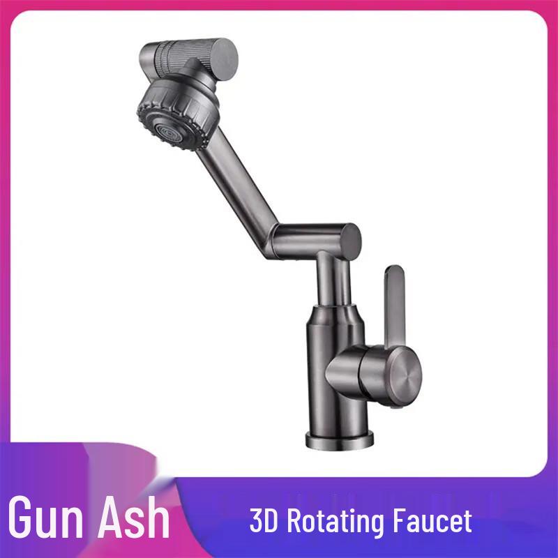 SIOYIE Lucky Cat Universal Stainless Steel Basin Faucet, Gunmetal Grey