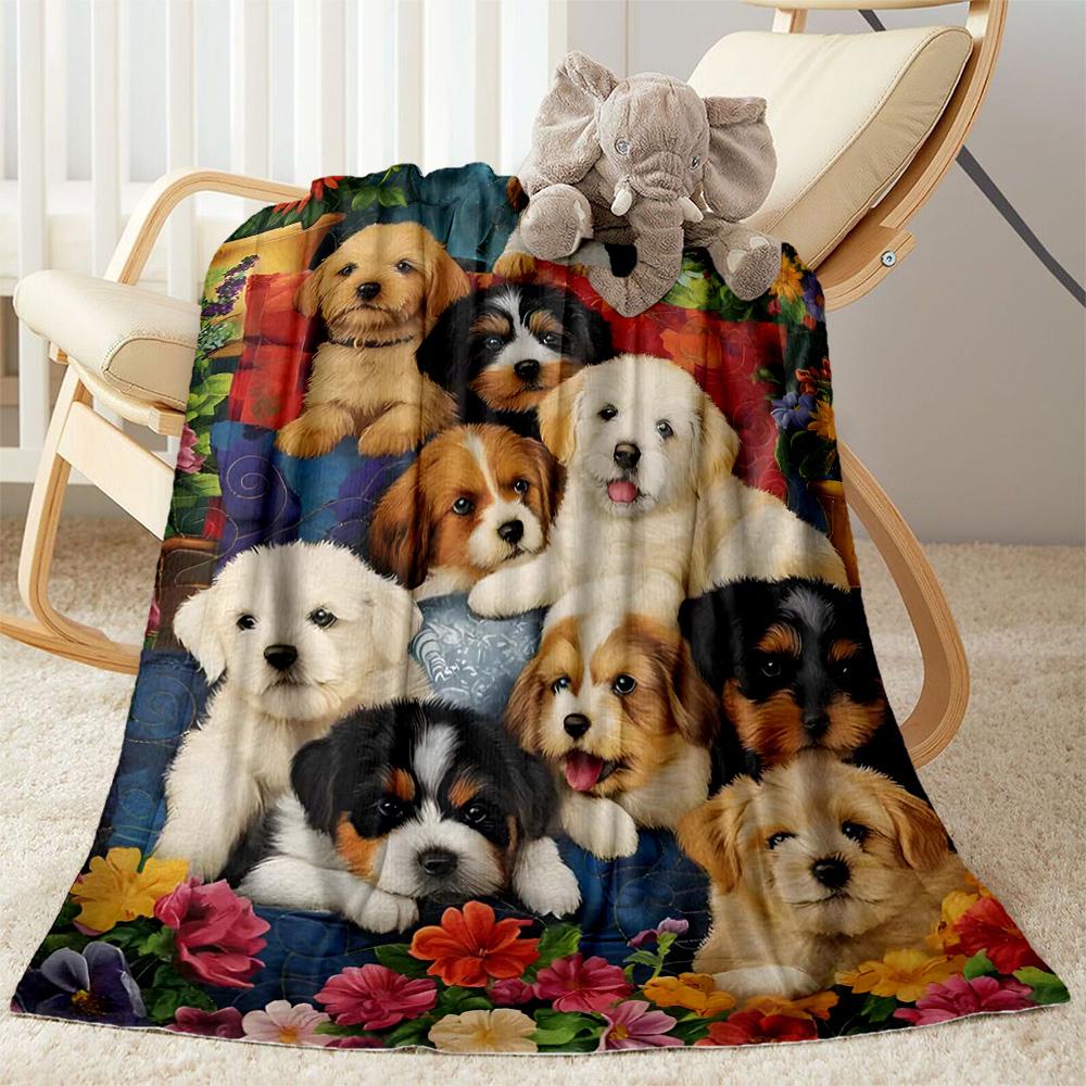 Chihuahua Photo Collage Flannel Blanket,Lightweight,Office Blanket,Sofa Blanket,Comfortable Blanket