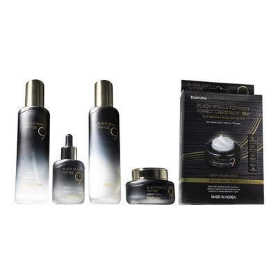 Svart snigel & Peptid9 Perfekt hudvårdskollektion Toner Ampull Emulsion Kräm Maskpaket