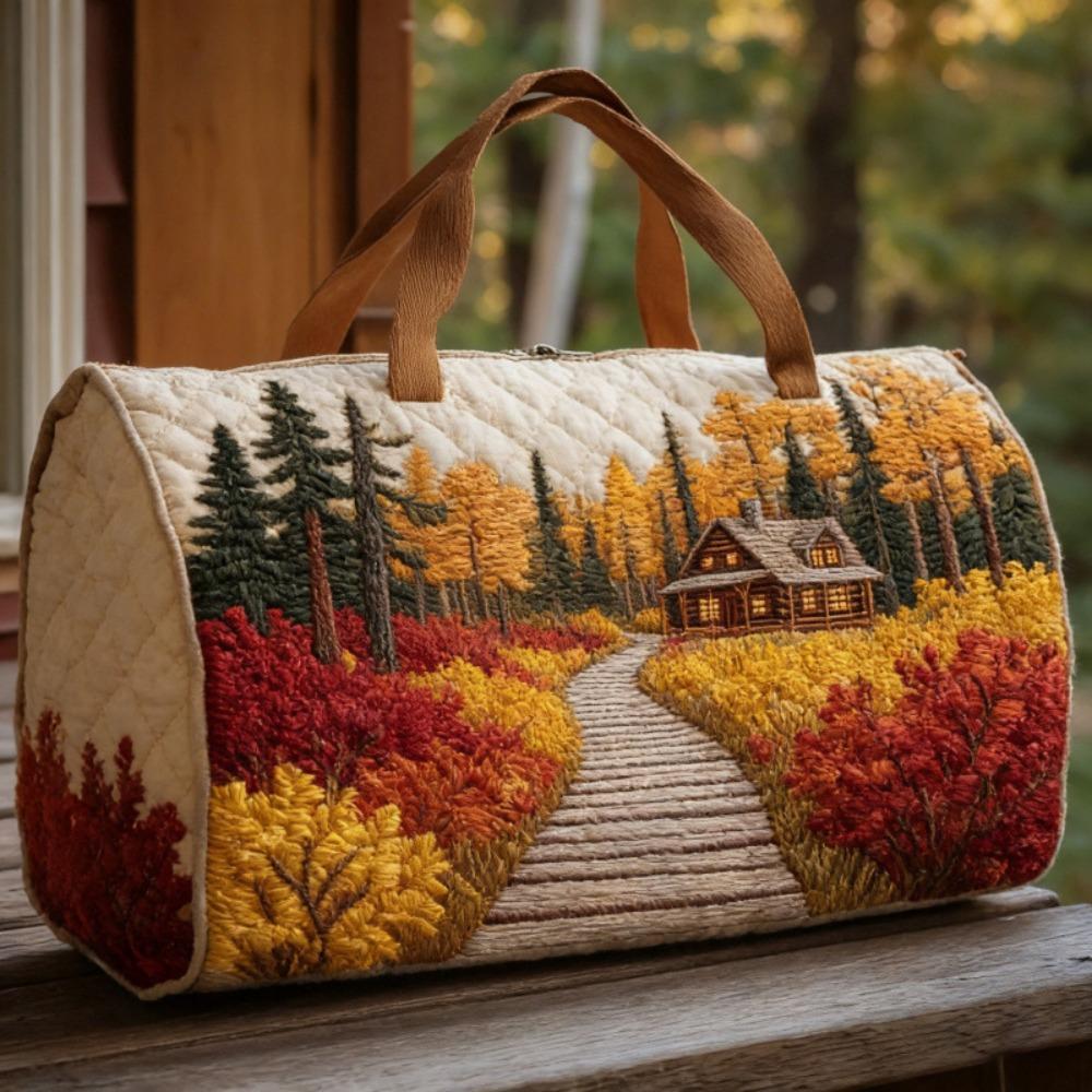 Schultergurt Gesteppte Reisetasche 3D-Stepperei Handwerk Große Kapazität Handtasche für Kurzstrecken Tragetaschen Landschaftsmuster