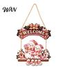Festive Room Decoration for Holiday Wooden Christmas Welcome Sign, Front Door Hanging Rustic Gift Friends And Family Wall Decor with Elk/Santa