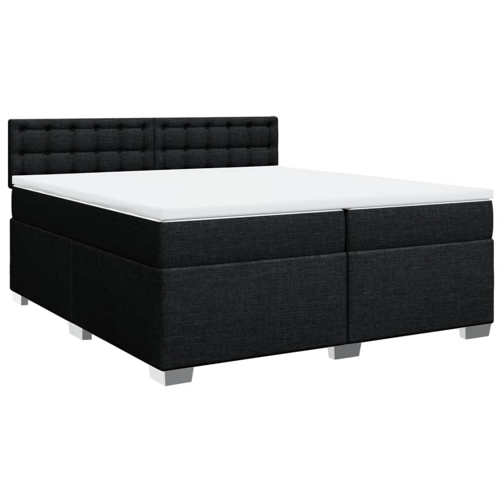 Vidaxl Continental Bed With Mattress, Black, Fabric, 200X200 Cm