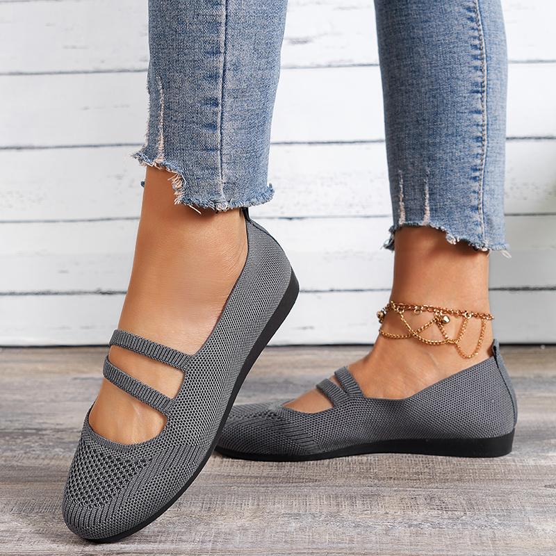 Fashion Summer Mesh Breathable Ballet Flat Shoes for Women Non-Slip Casual Shoes Solid Slip-On Comfort Ladies Footwear Women Sneakers