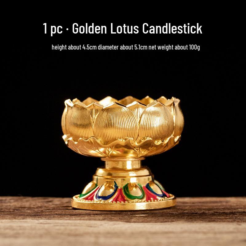 Lotus Metal Candle Holder for Buddha Altar or Home Offering