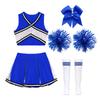Girl Cosplay Cheerleader Costume Cheerleading Uniform Outfit Sequins Crop Top Skirt with Socks School Girls Dancewear Sets