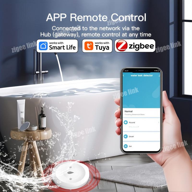 Умный датчик протечки воды Tuya ZigBee 3.0 Датчик затопления и протечки Сигнализация Удаленный мониторинг через приложение Затопление Перелив для кухни Ванной комнаты
