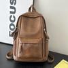 Vintage Korean Style Casual Backpack For Students And Travel With Pu Material