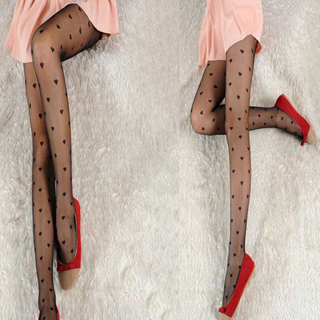 1Pc Sexy Women Pantyhose Summer Heart Polka Dot Print Tights Stockings Footed  Sheer Leggings Hosiery Clubwear
