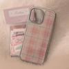 Pink Checkered Suitable for 16 Apple 15 Promax Mobile Phone Case Iphone 14 Drop Glue 13 Sweet 15 Electroplated Huawei