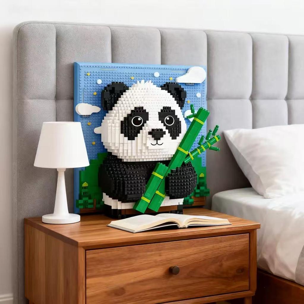 Creative Wall Art Frame Sharks Eagles Panda Model Brick DIY Micro Animal Particle 3D Painting Building Block Toys Adults Gift