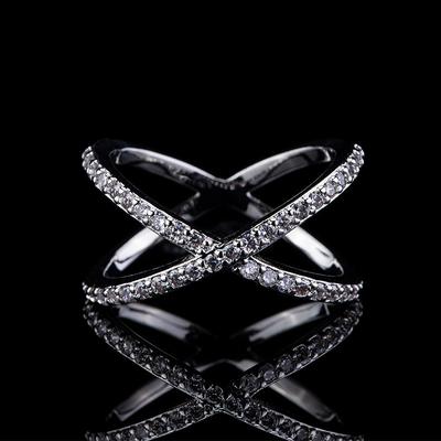 Creative Personality Zircon Ring Women'S Design Trend Full Diamond Cross Ring