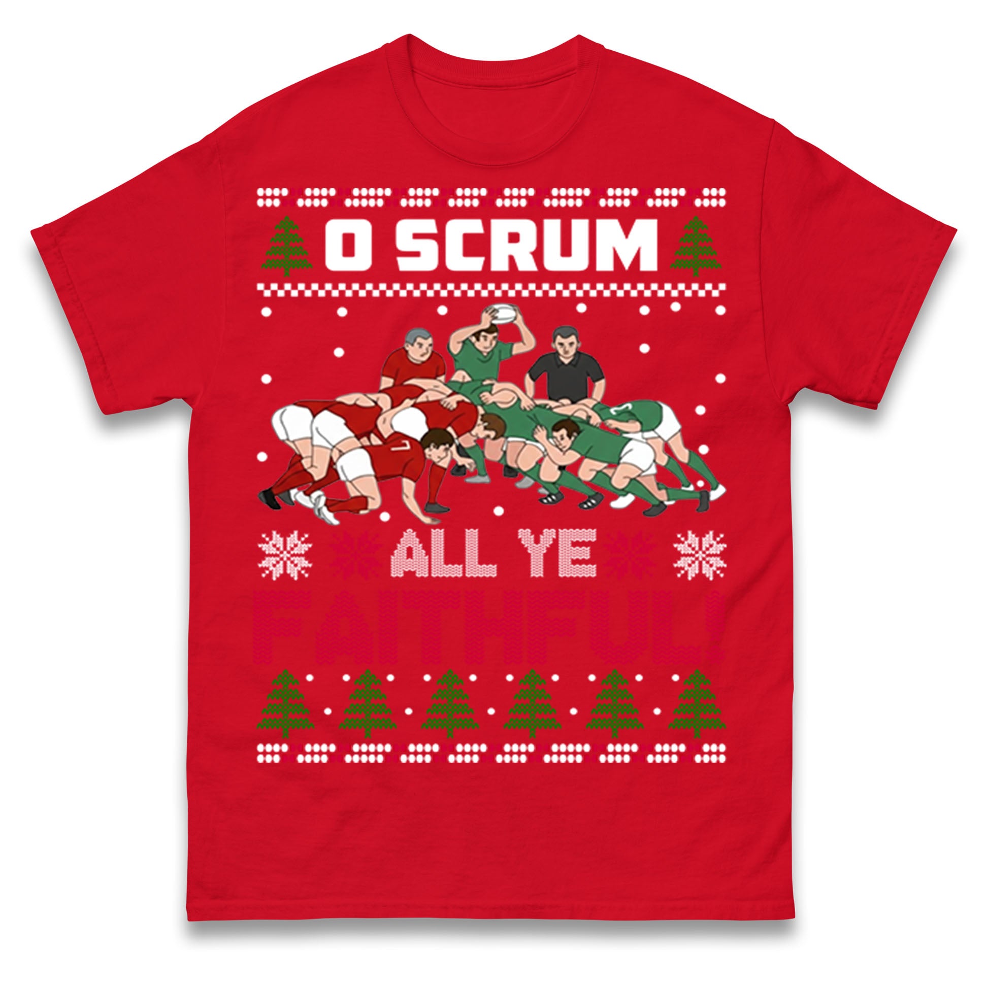 

O Scrum All Ye Faithfull Rugby Christmas T Shirt Tshirt Mens Womens Unisex Tops Tees 4XL