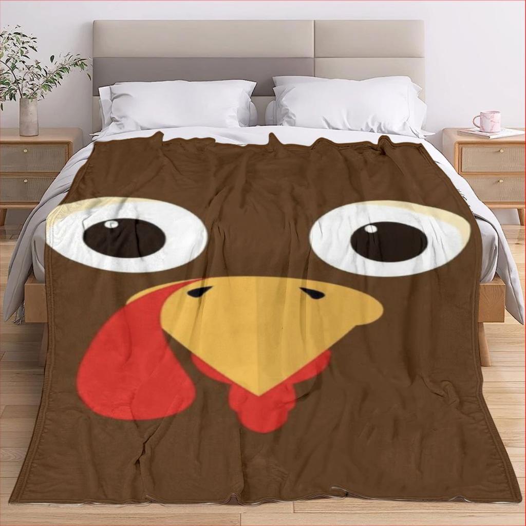 Turkey Thanksgiving Pattern Flannel Blanket - Suitable for beds, sofas, offices, travel, decorating, chairs, and as a holiday
