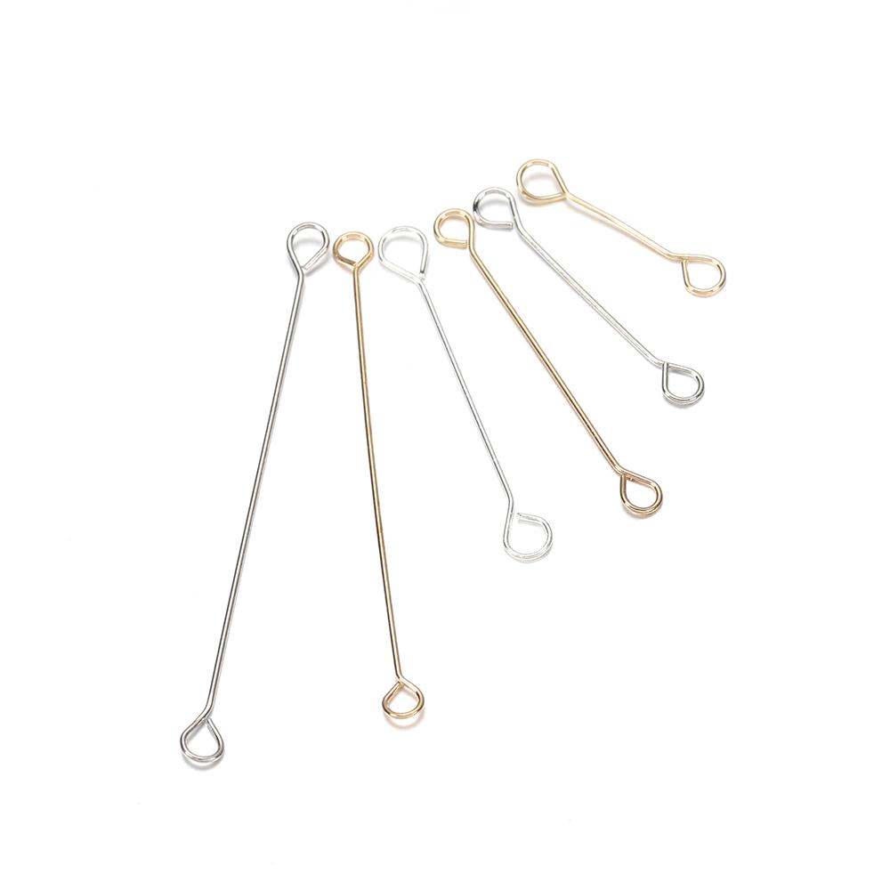 50pcs/lot 15 20 25 30 45mm Double Eye Pin Earrings Ear Connecting Rod For DIY Jewelry Pins Making Handcraft Supplies